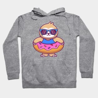 Cute Sloth With Doughnut Swimming Tires Hoodie